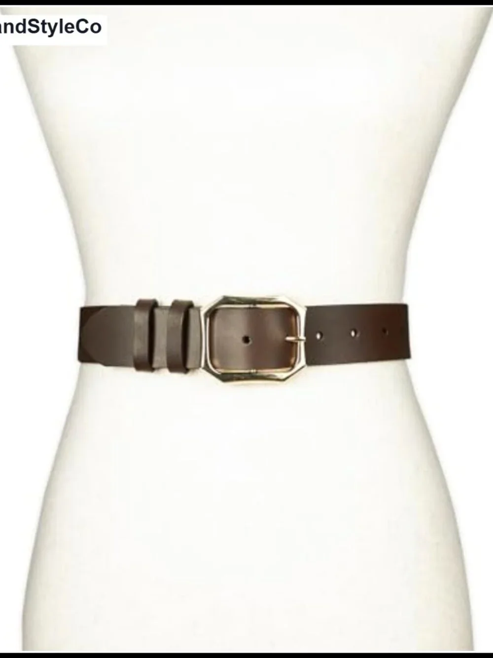 Genuine Leather Belt with Polished Gold Harness Buckle